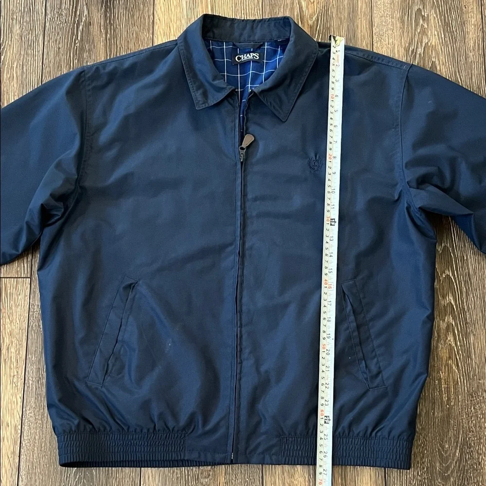 Chaps Flannel Lined Navy Blue Zip Up Jacket Mens Size Large